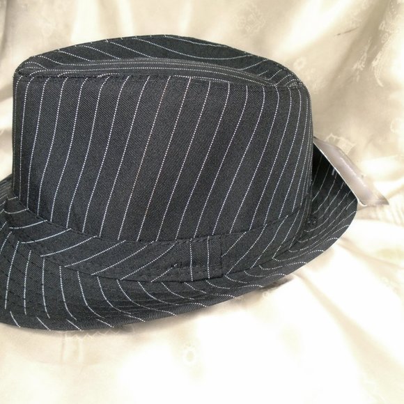 Retro Gangster Black Fedora with Pinstripe Hat, NWT, All Seasons Unisex - Picture 3 of 9